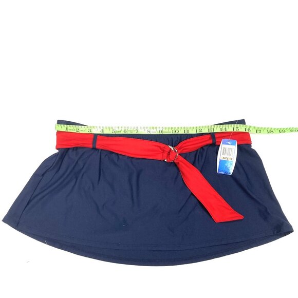 Nautica Navy Swim Skirt, Size 12, Navy w‎ Red Belt Built in Brief Nautical NEW - Picture 10 of 10